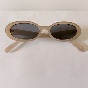 Vintage Style Taupe Pink Oval Sunglasses